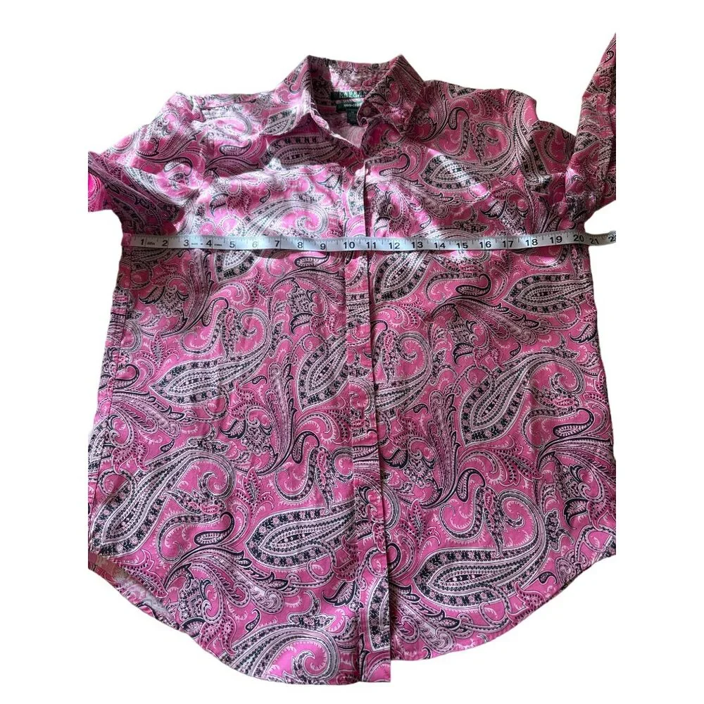 💖Lauren Ralph Lauren Womens Paisley Print Non-Iron Dress Shirt M - Picture 4 of 6